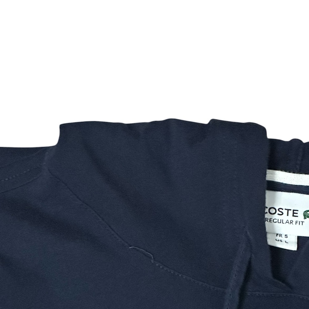 Lacoste Navy Hooded Long Sleeve Tee Shirt Mens Large Croc Logo Cotton - Picture 7 of 8